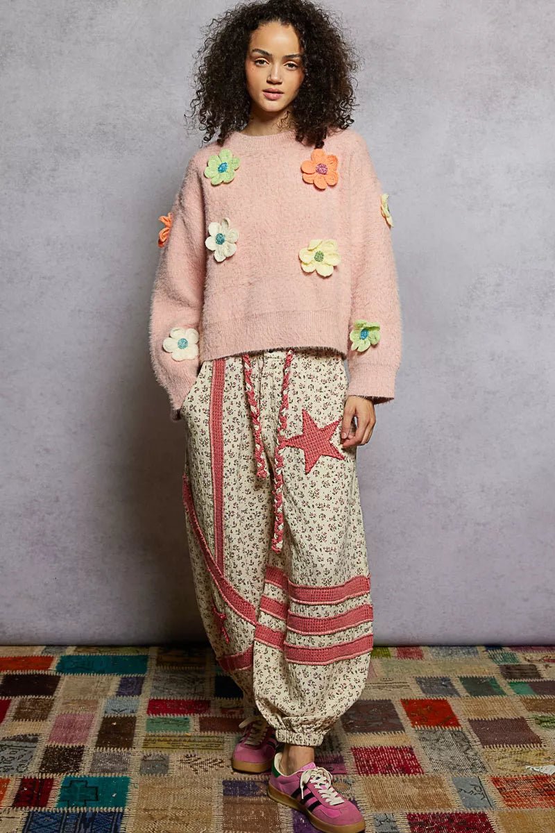 3D Flower Power Patch Sweater - KAM Family Botanics