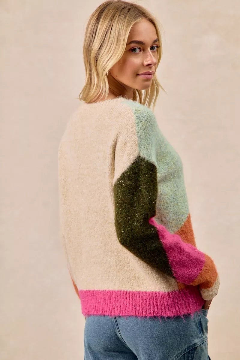 Big Statement Color Block Sweater Top - KAM Family Botanics