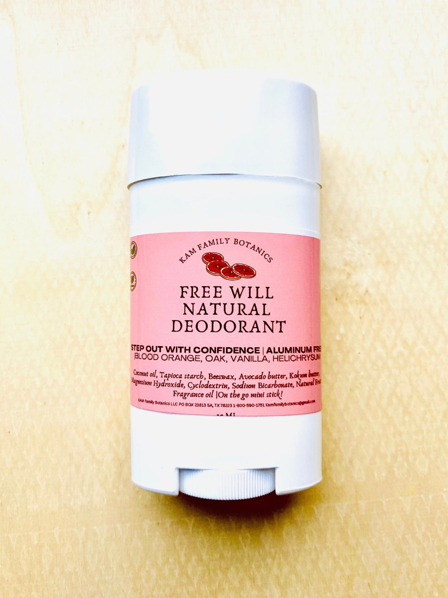 Blood Orange & Vanilla Free Will All Natural Deodorant - KAM Family Botanics By Kesha