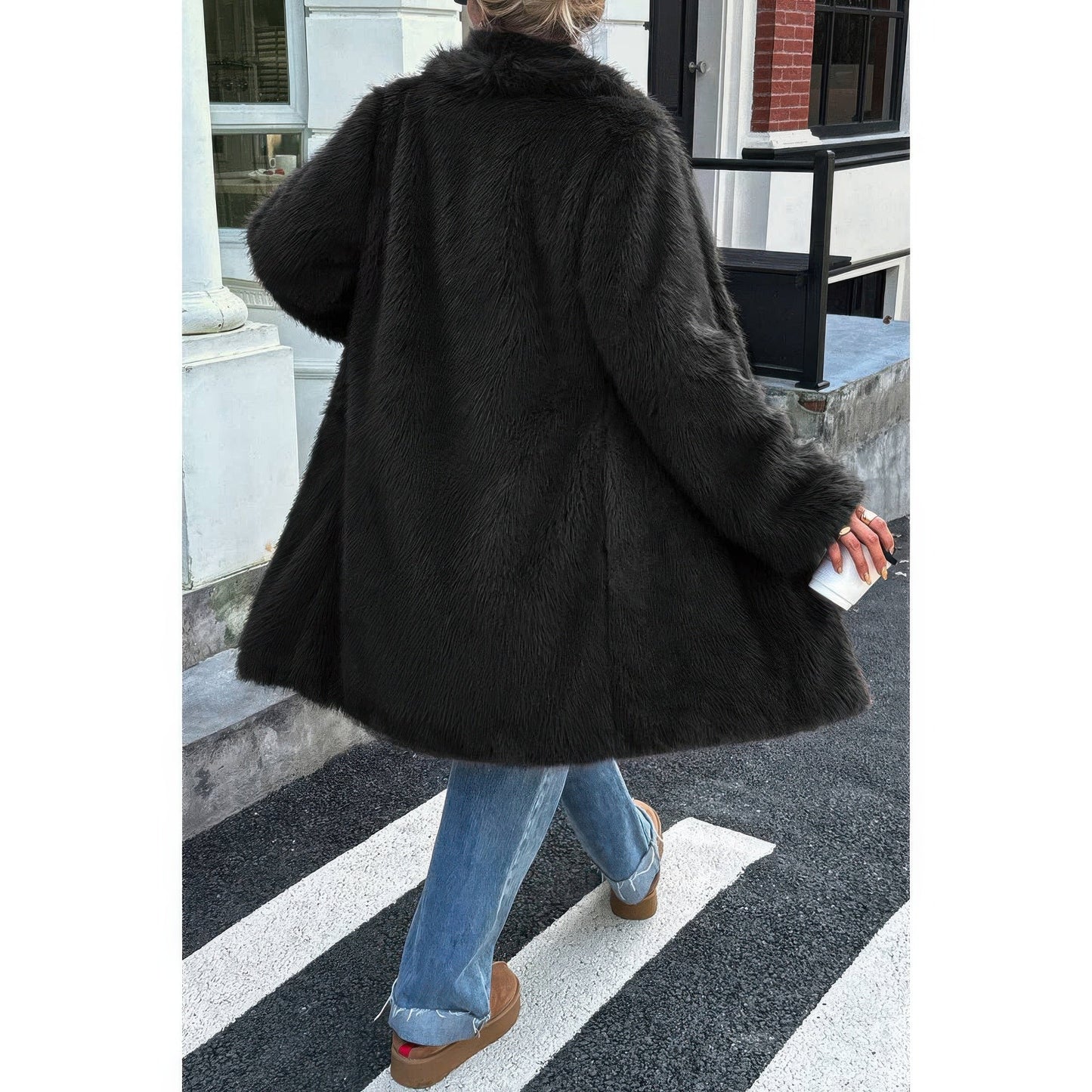 Cozy Shaggy Faux Fur Long Coat - KAM Family Botanics
