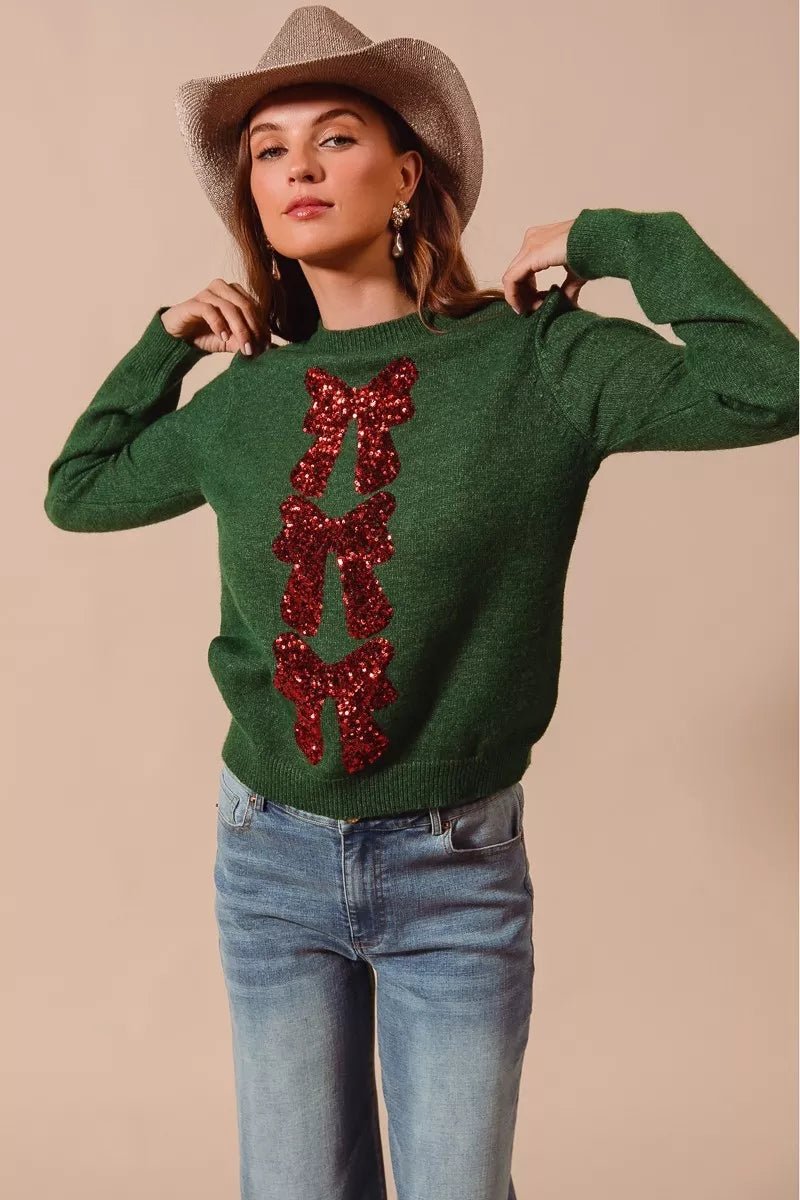 Dark Hunter Sequins Embellished Holiday Sweater - KAM Family Botanics
