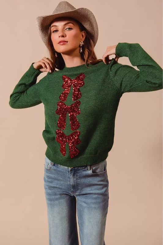 Dark Hunter Sequins Embellished Holiday Sweater - KAM Family Botanics