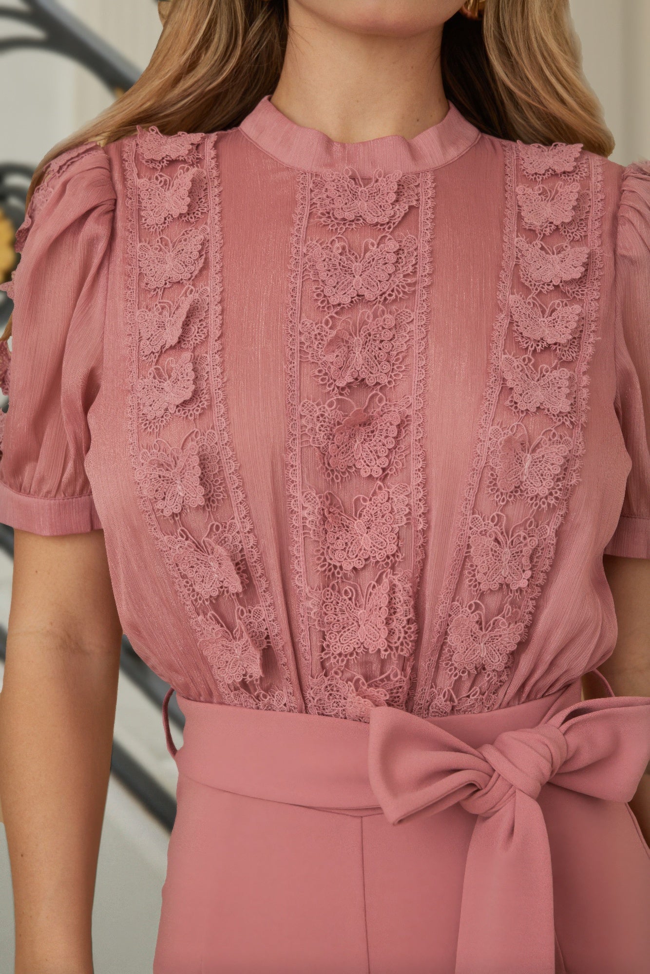 Delicate Butterfly Sheer Pattern Jumpsuit - KAM Family Botanics