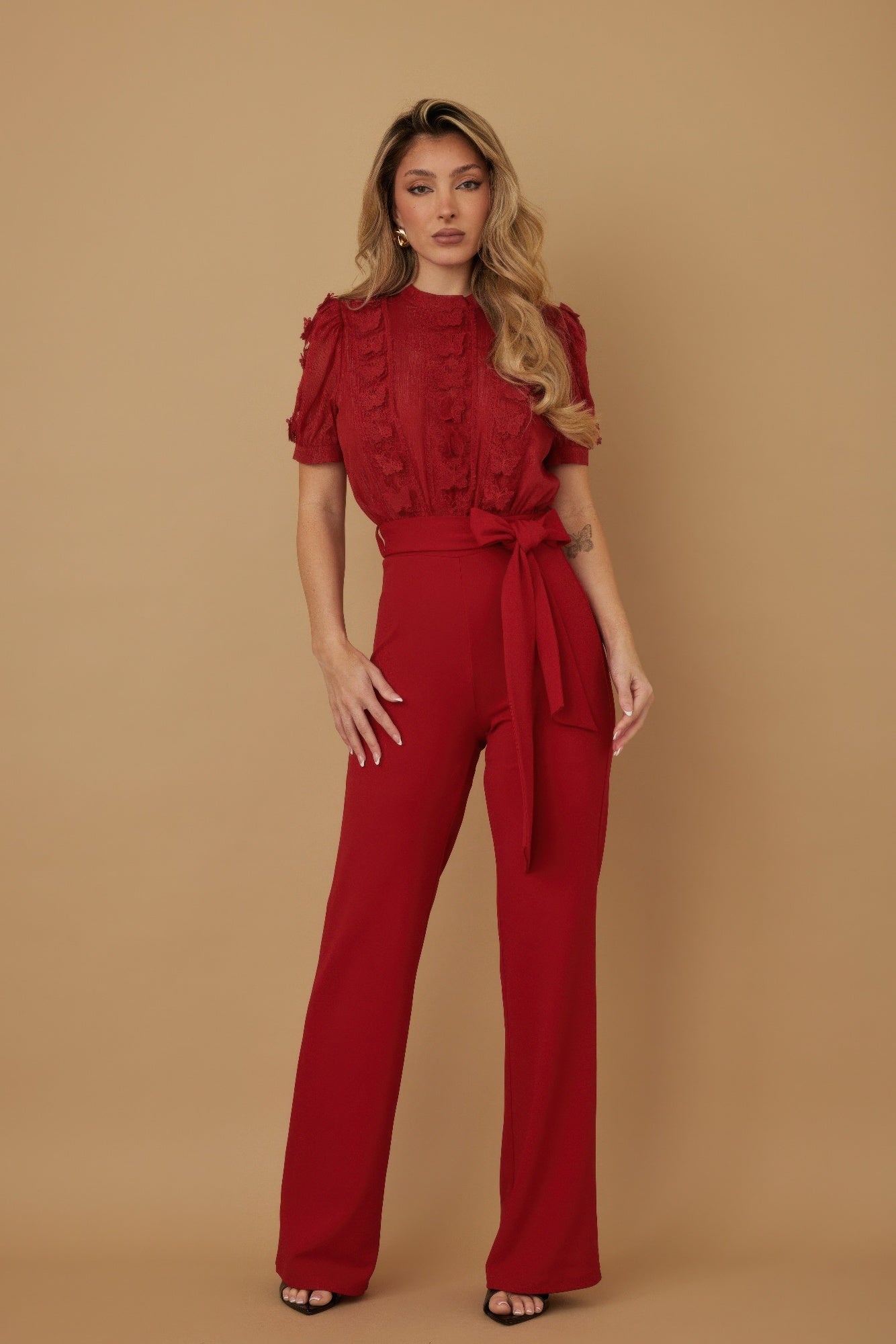 Delicate Butterfly Sheer Pattern Jumpsuit - KAM Family Botanics