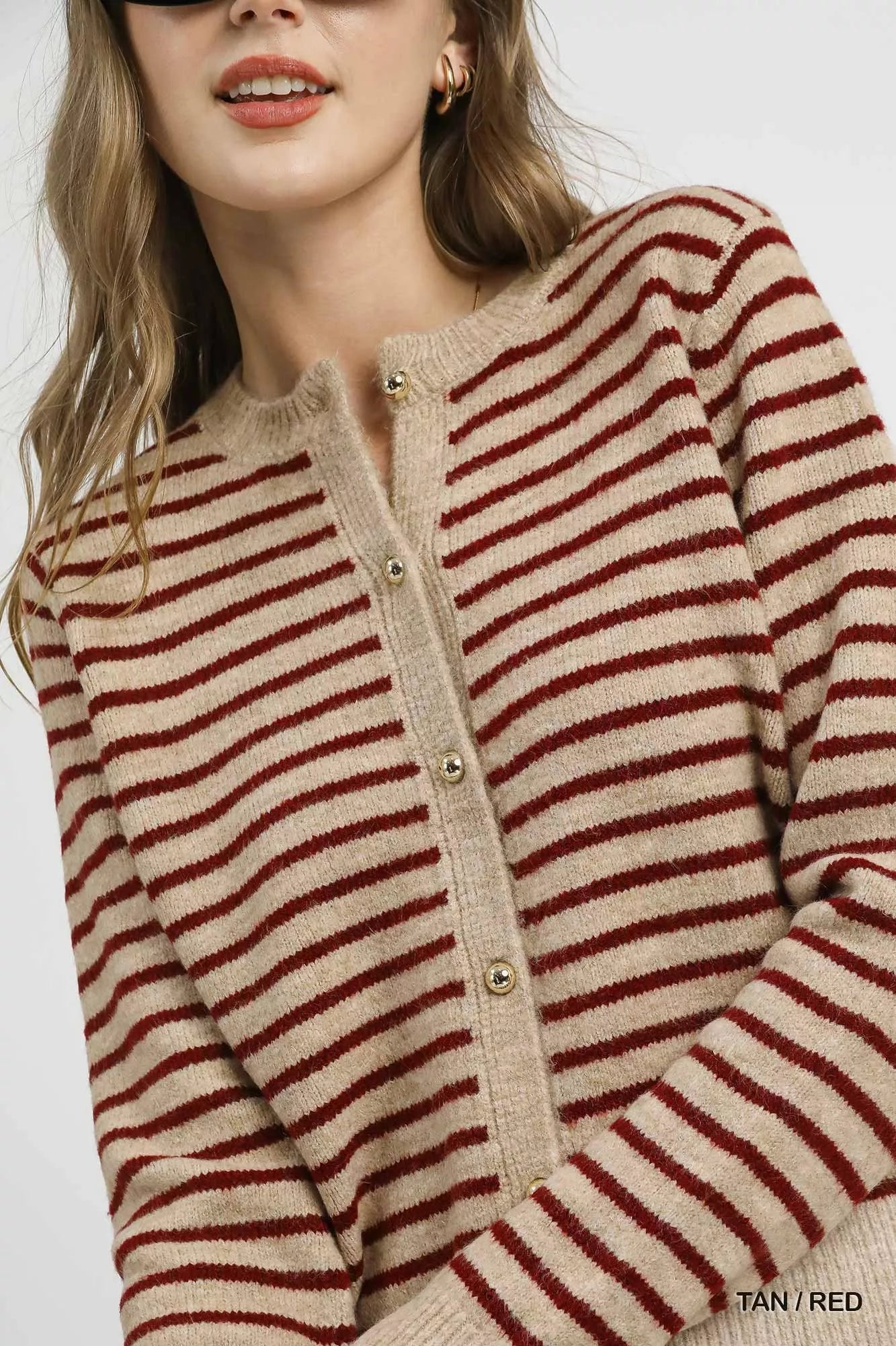 Earth Tones Striped Button - Up Knit Cardigan - KAM Family Botanics