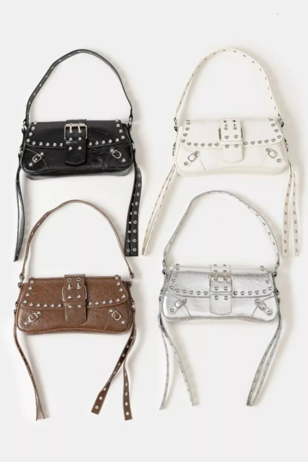 Glossy Rivet Trim Shoulder Bag - KAM Family Botanics