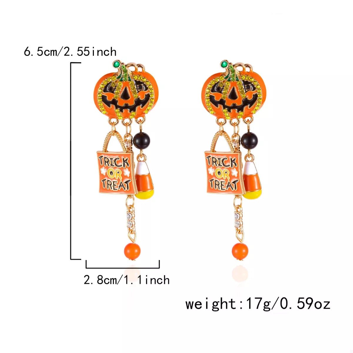 Halloween Rhinestone Pumpkin Drop Earrings - KAM Family Botanics