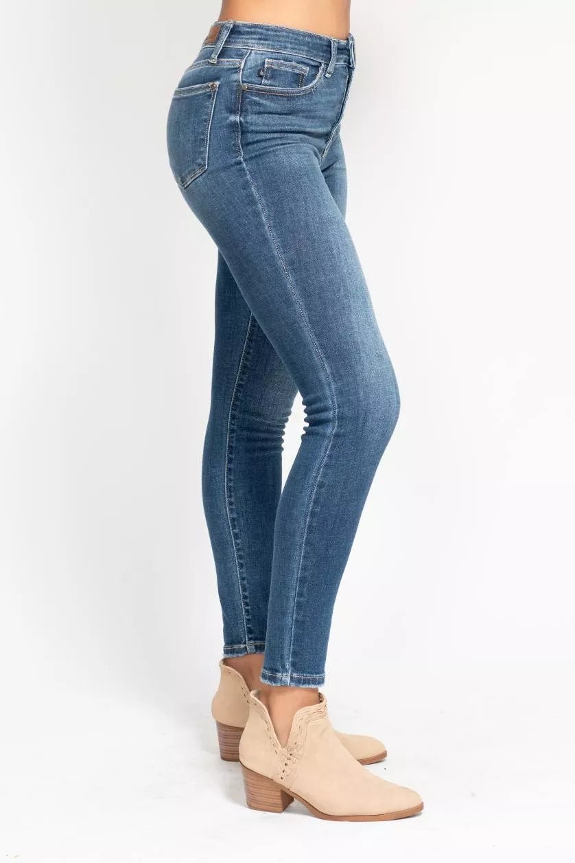 High Rise Button Fly Skinny Jeans - KAM Family Botanics