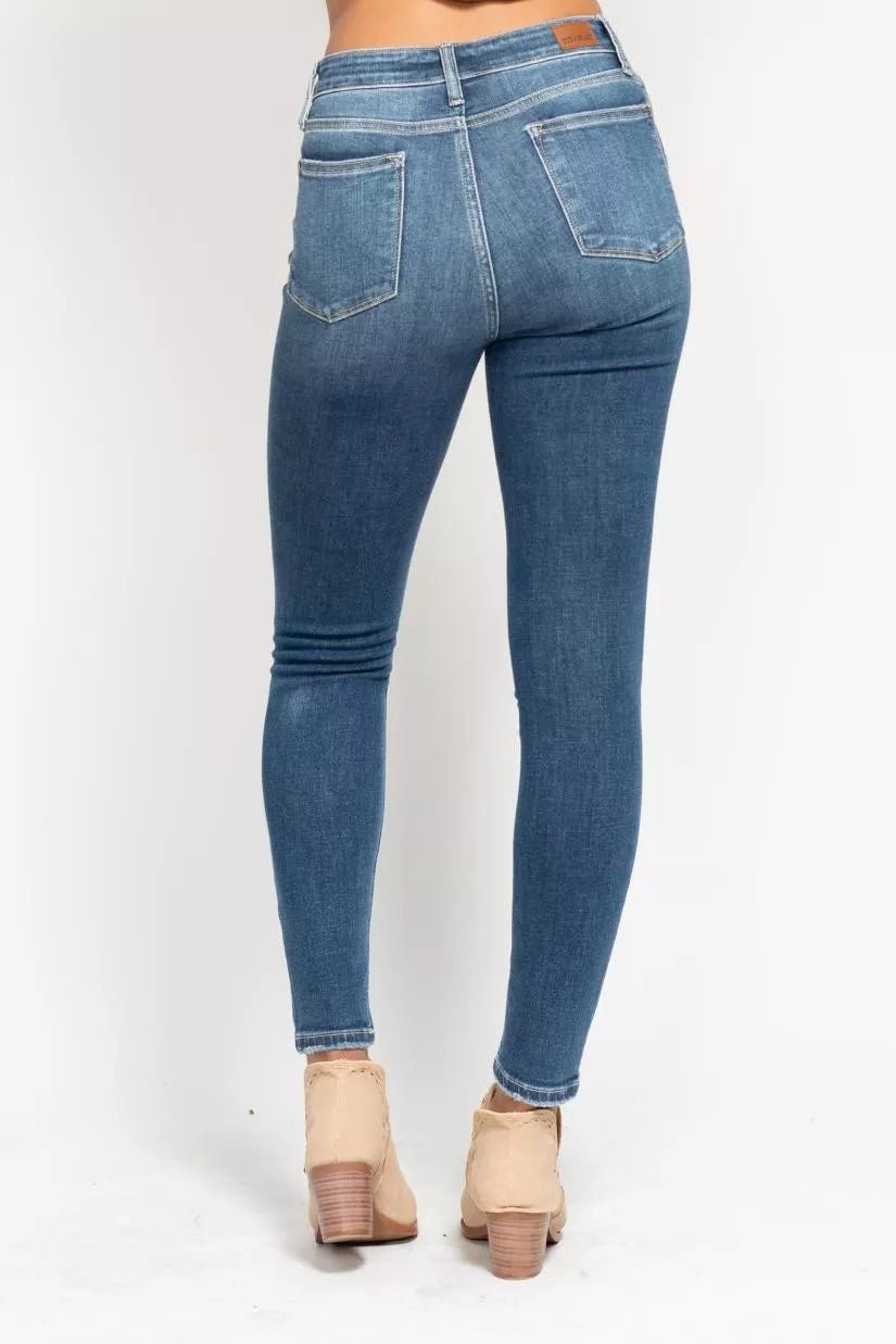 High Rise Button Fly Skinny Jeans - KAM Family Botanics