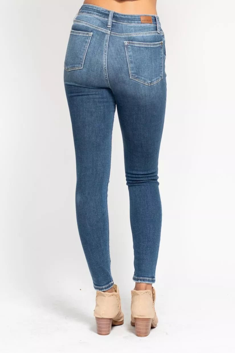 High Rise Button Fly Skinny Jeans - KAM Family Botanics
