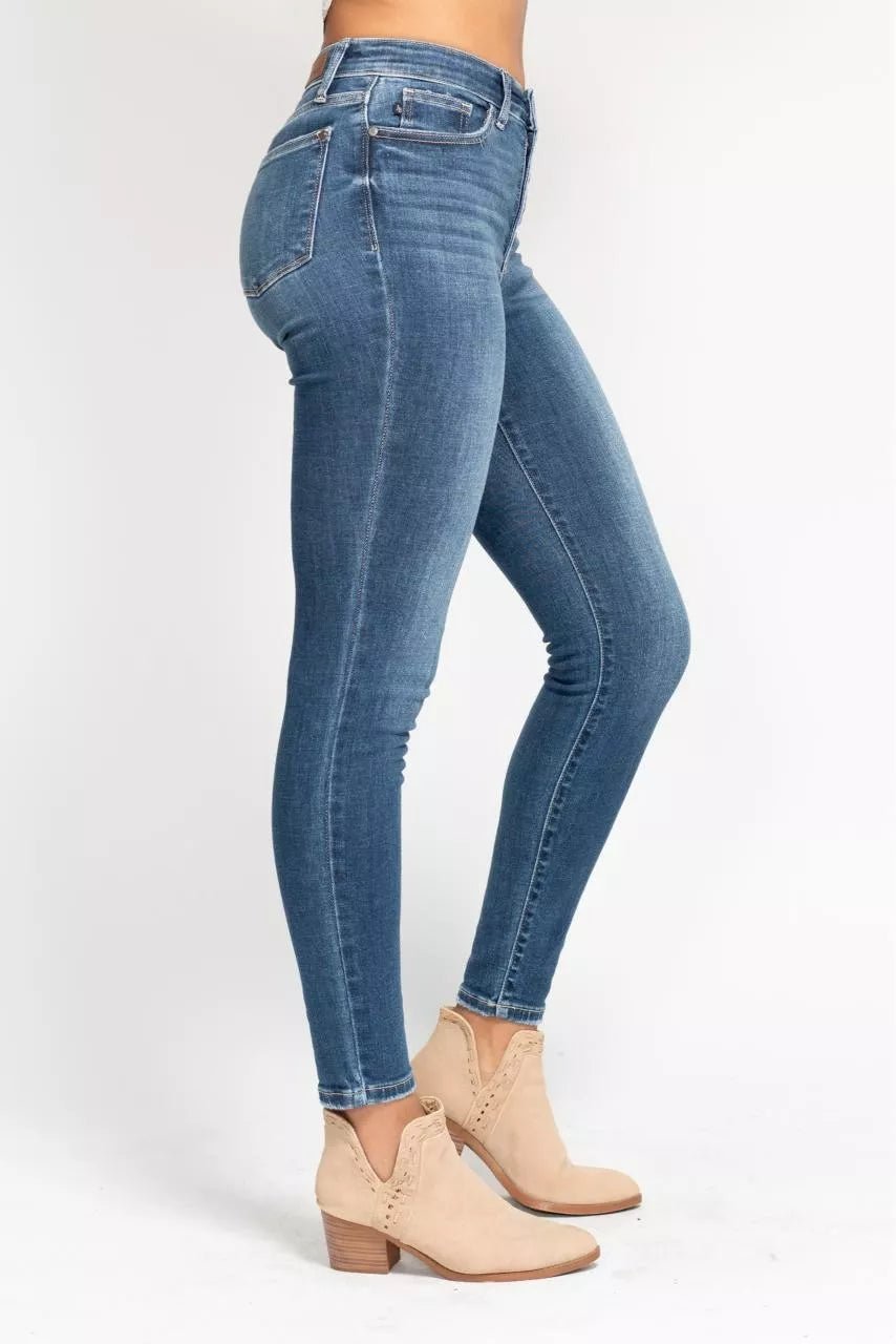 High Rise Button Fly Skinny Jeans - KAM Family Botanics