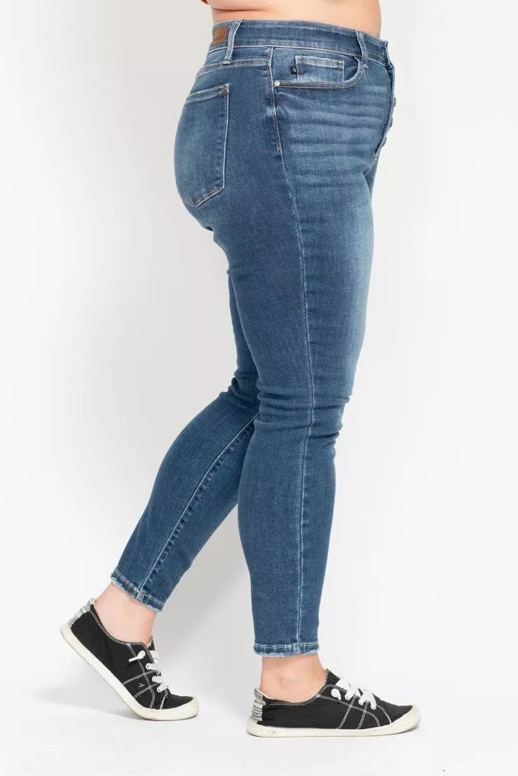 High Rise Button Fly Skinny Jeans - KAM Family Botanics
