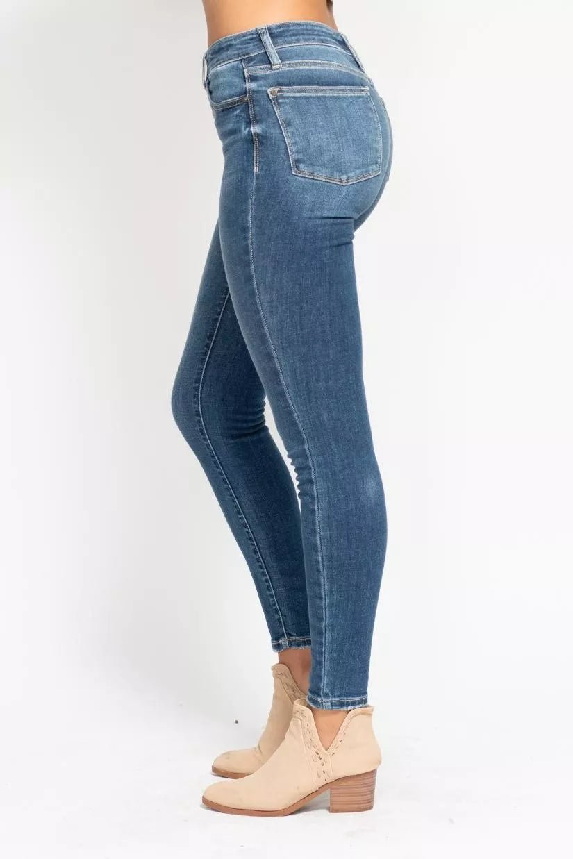 High Rise Button Fly Skinny Jeans - KAM Family Botanics