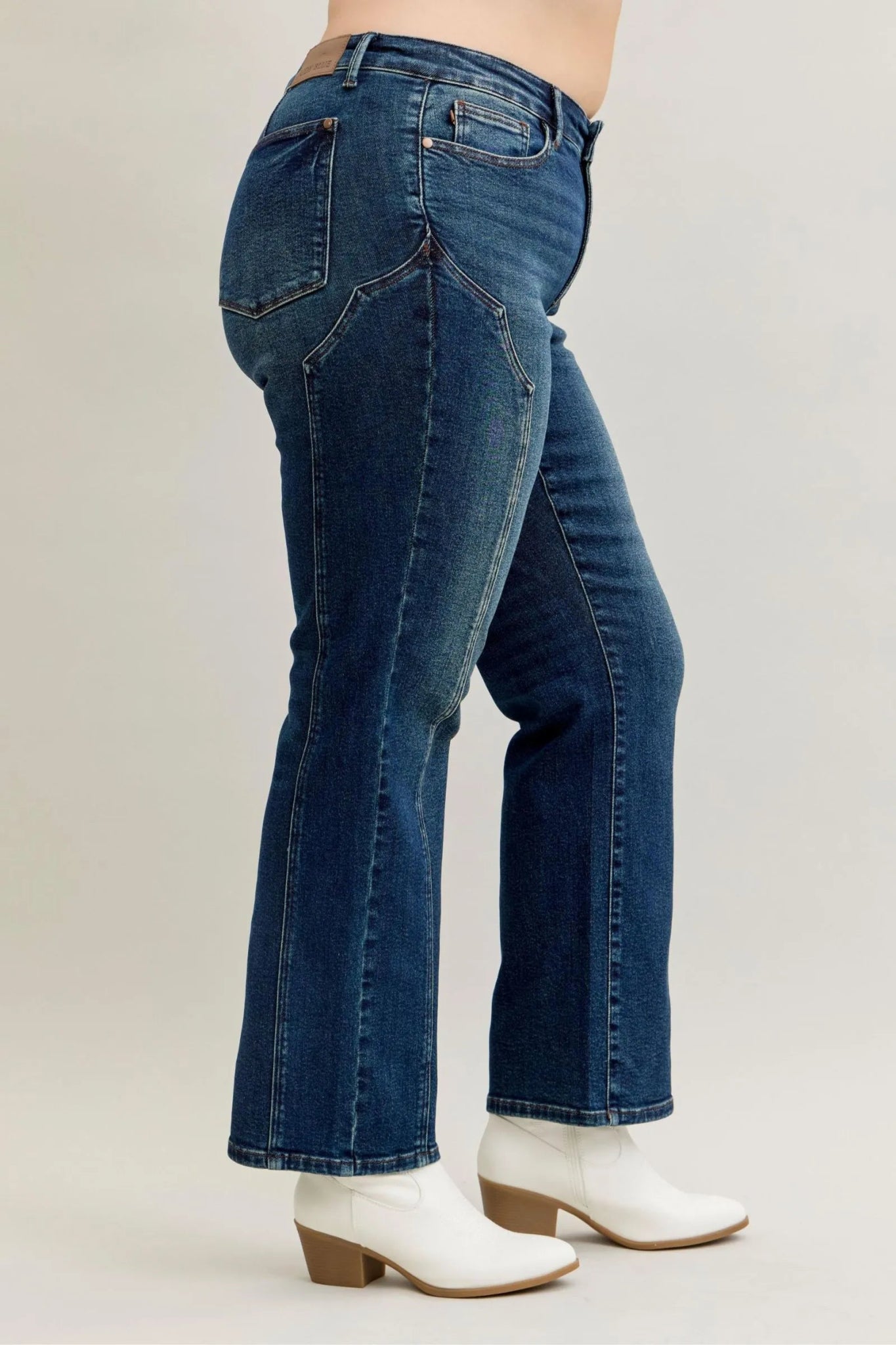 High Waist Seam Detail Straight Leg Jeans - KAM Family Botanics