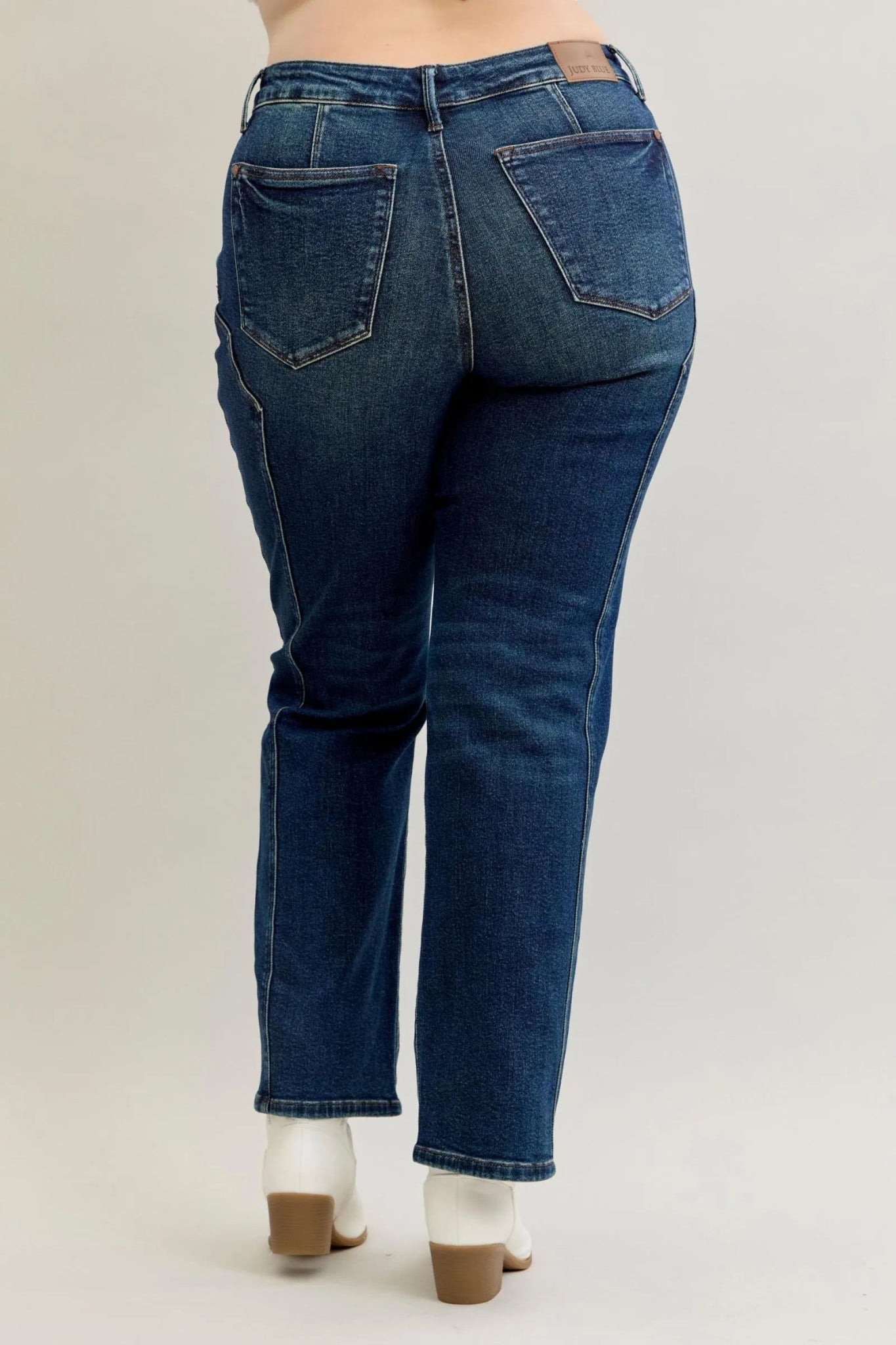 High Waist Seam Detail Straight Leg Jeans - KAM Family Botanics