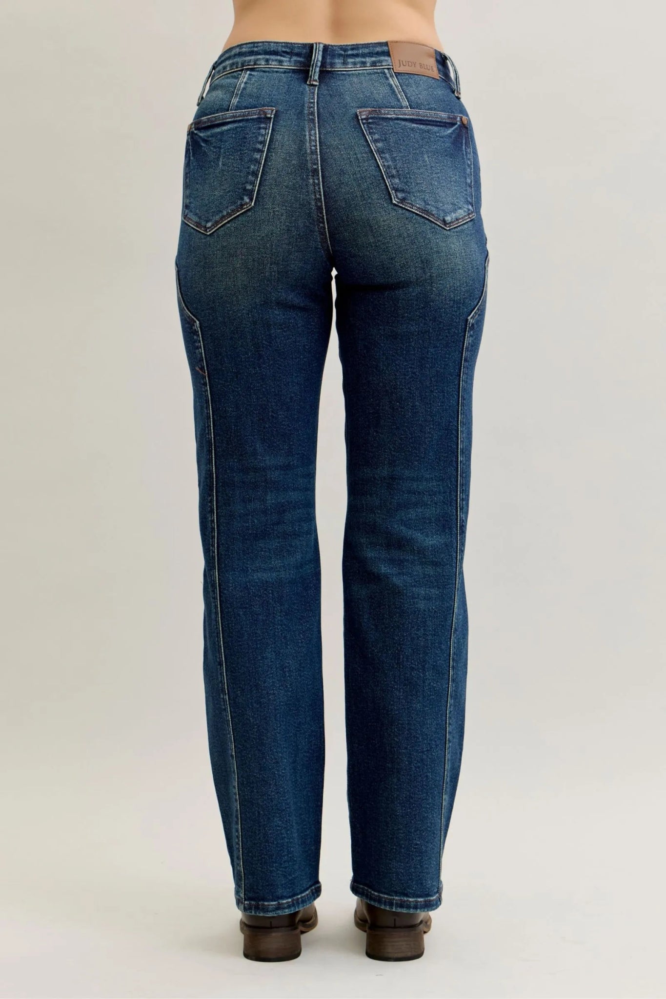 High Waist Seam Detail Straight Leg Jeans - KAM Family Botanics
