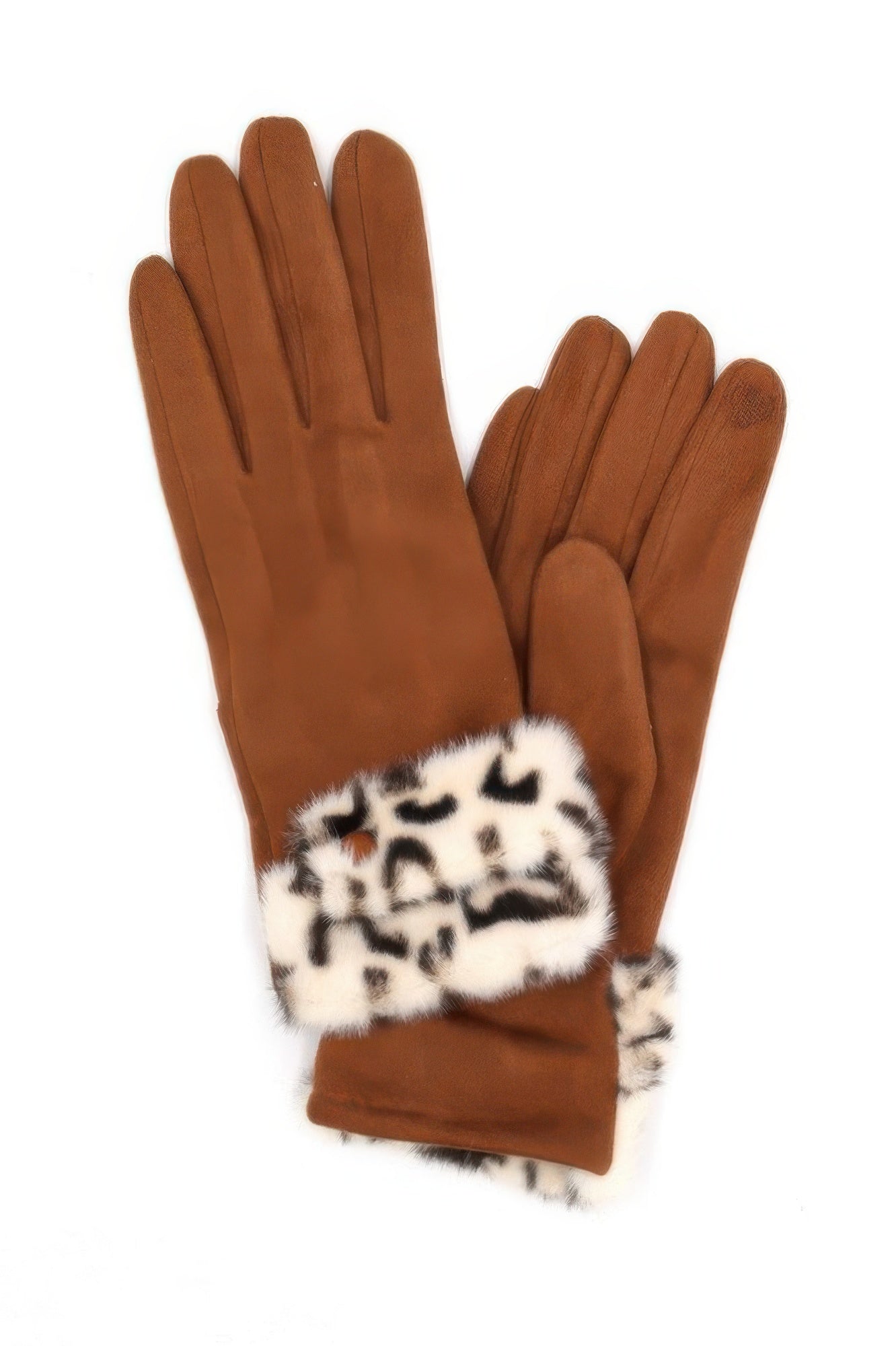 Leopard Faux Fur Cuff Smart Touch Gloves - KAM Family Botanics