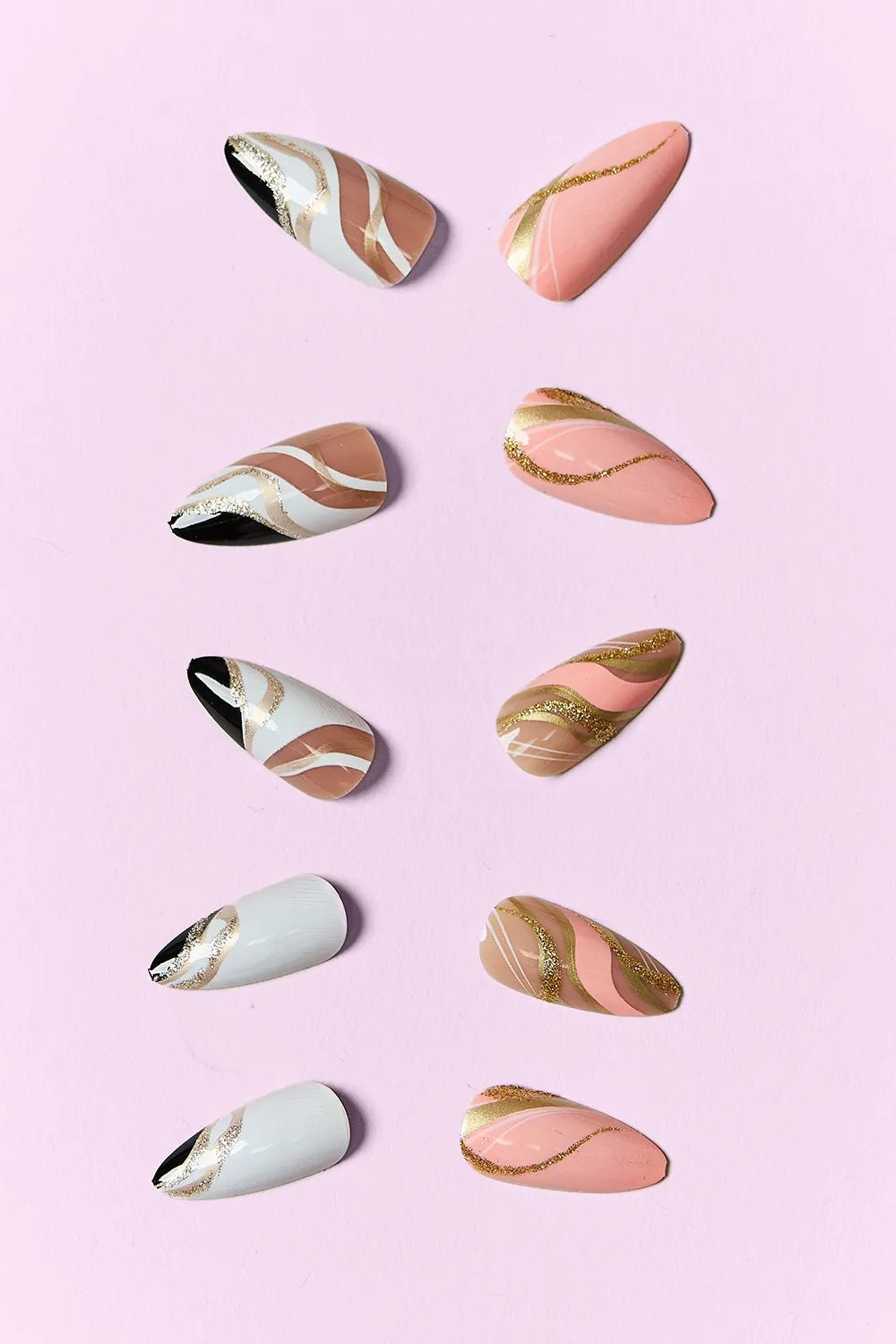 Marbleized Soft Girl Press On Nails 2 Packs - KAM Family Botanics By Kesha