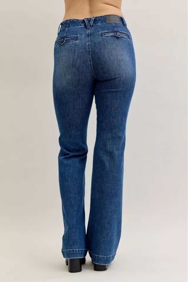 Mid Rise Bootcut Jeans with Welt Pockets - KAM Family Botanics