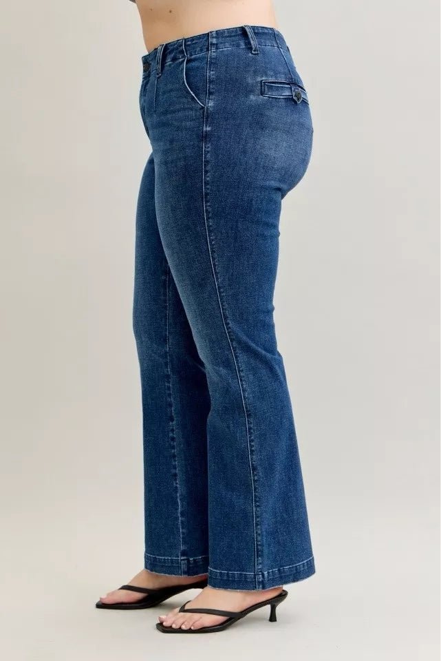 Mid Rise Bootcut Jeans with Welt Pockets - KAM Family Botanics