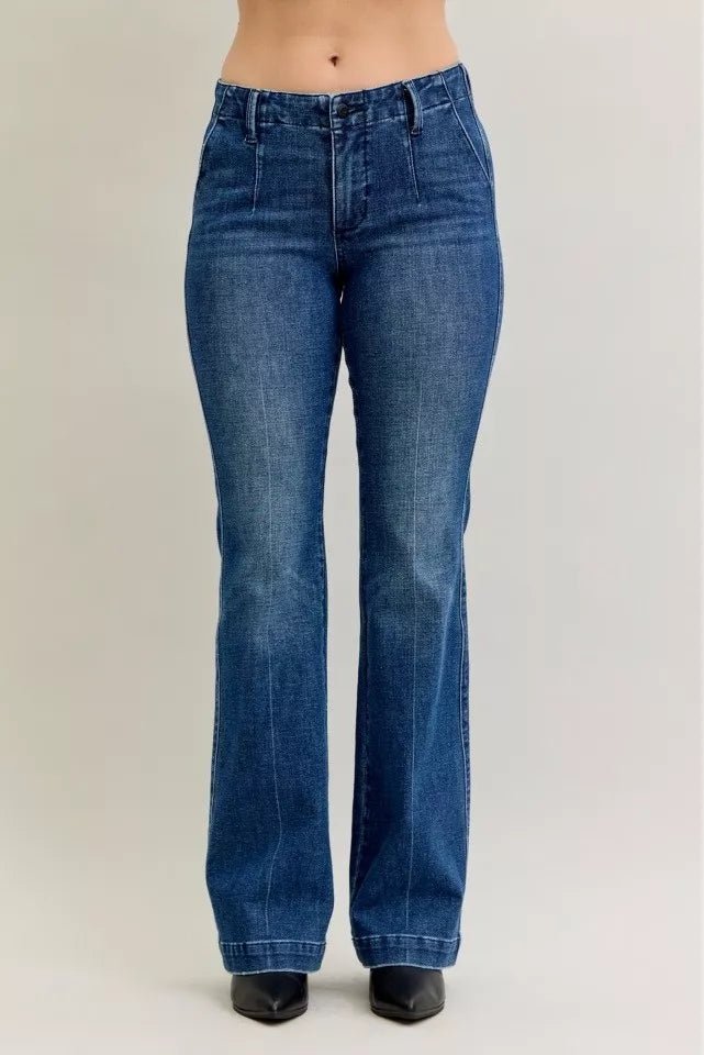 Mid Rise Bootcut Jeans with Welt Pockets - KAM Family Botanics