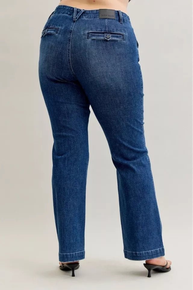 Mid Rise Bootcut Jeans with Welt Pockets - KAM Family Botanics