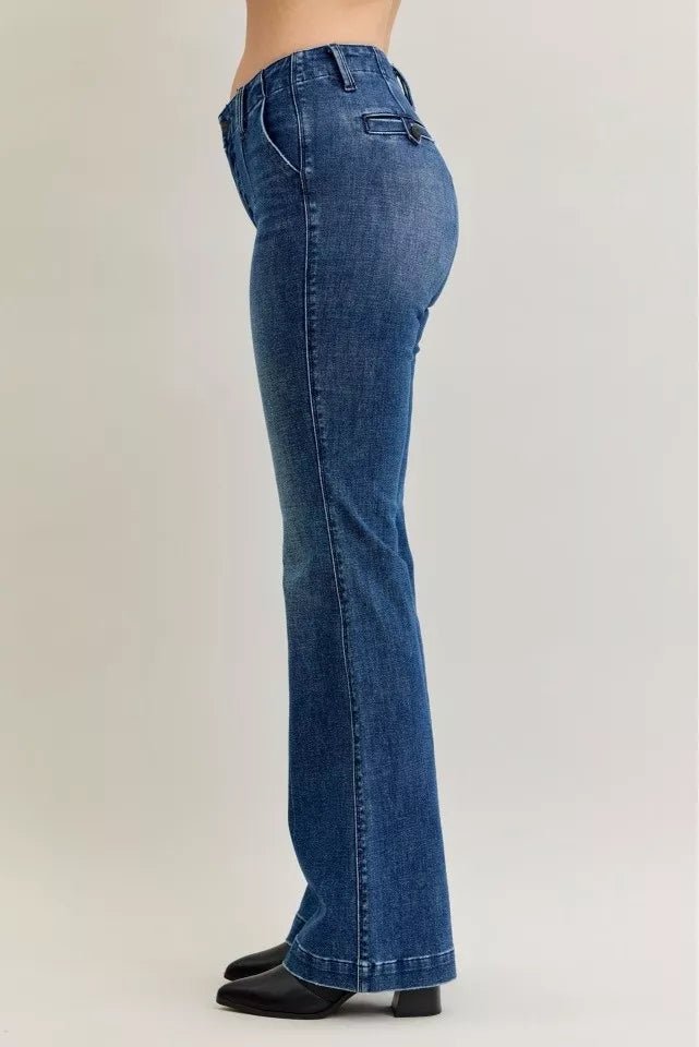 Mid Rise Bootcut Jeans with Welt Pockets - KAM Family Botanics