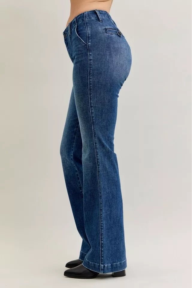 Mid Rise Bootcut Jeans with Welt Pockets - KAM Family Botanics