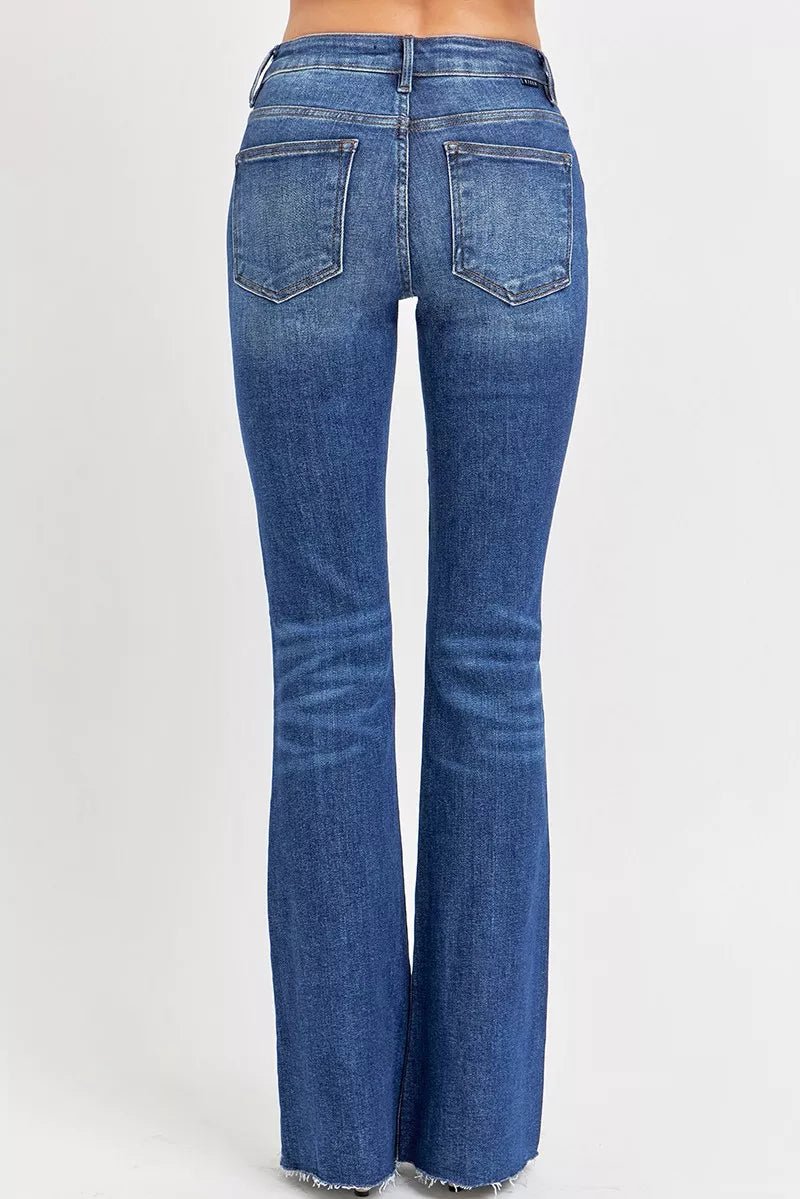 No Pressure Distressed Mid Rise Flare Jeans 0 - 3XL - KAM Family Botanics