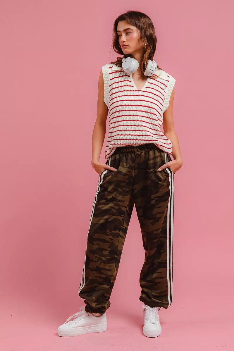 On The Side Lines Camouflage Track Pants - KAM Family Botanics