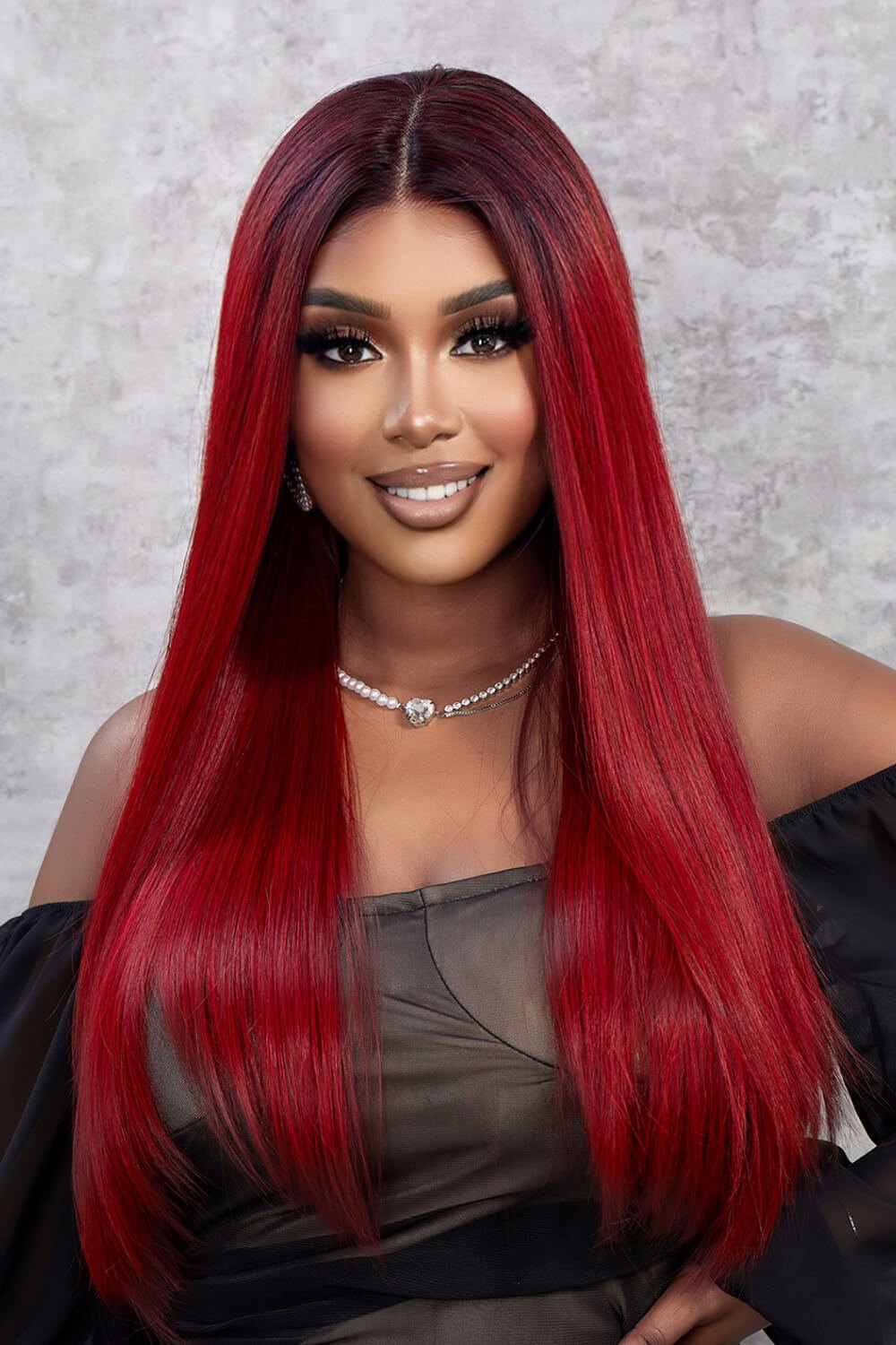 Red Ombre Bombshell Wig Unit 24 in - KAM Family Botanics
