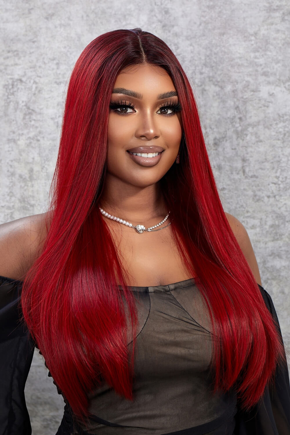 Red Ombre Bombshell Wig Unit 24 in - KAM Family Botanics