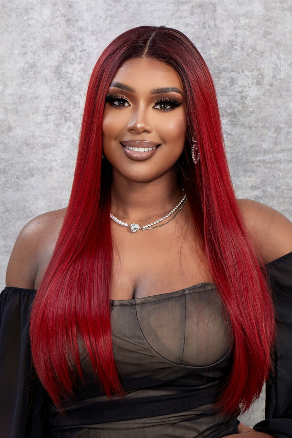 Red Ombre Bombshell Wig Unit 24 in - KAM Family Botanics