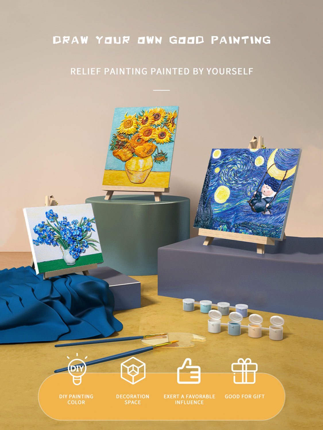 RVan Gogh's Irises DIY 3D Oil Painting Kit - KAM Family Botanics By Kesha