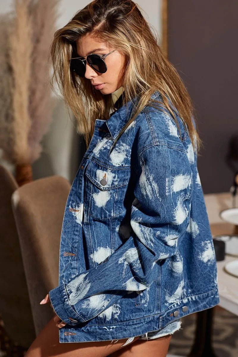 Washed Tie Dye Denim Jacket - KAM Family Botanics