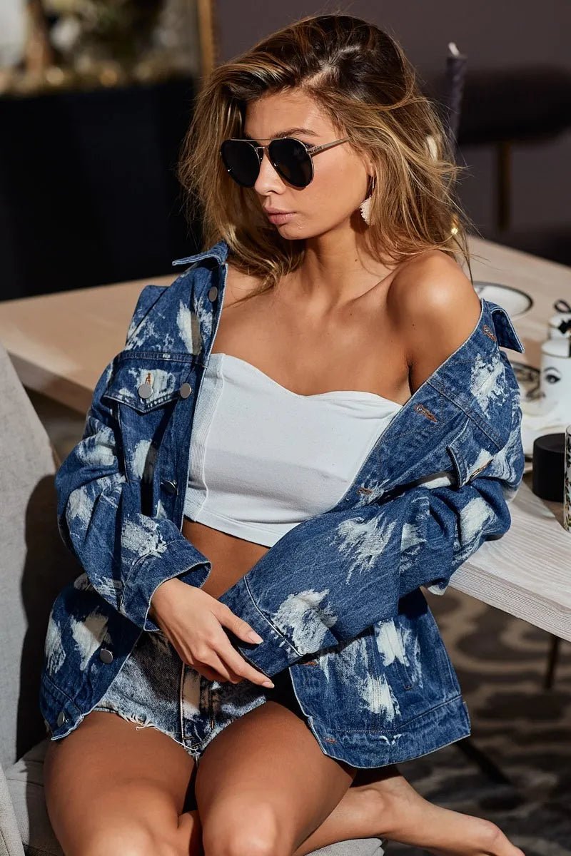 Washed Tie Dye Denim Jacket - KAM Family Botanics