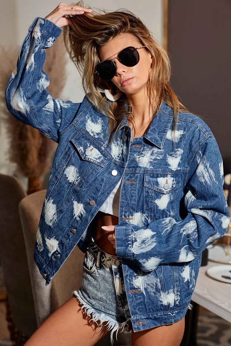 Washed Tie Dye Denim Jacket - KAM Family Botanics