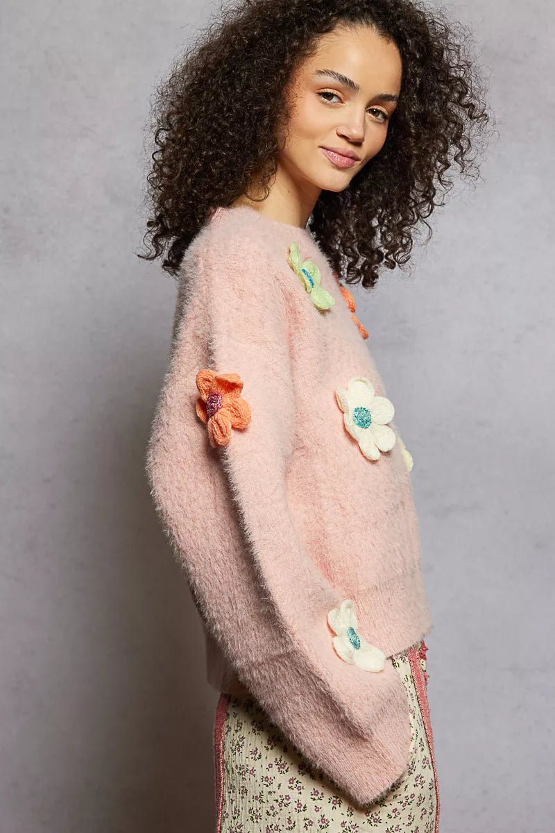 3D Flower Power Patch Sweater - KAM Family Botanics