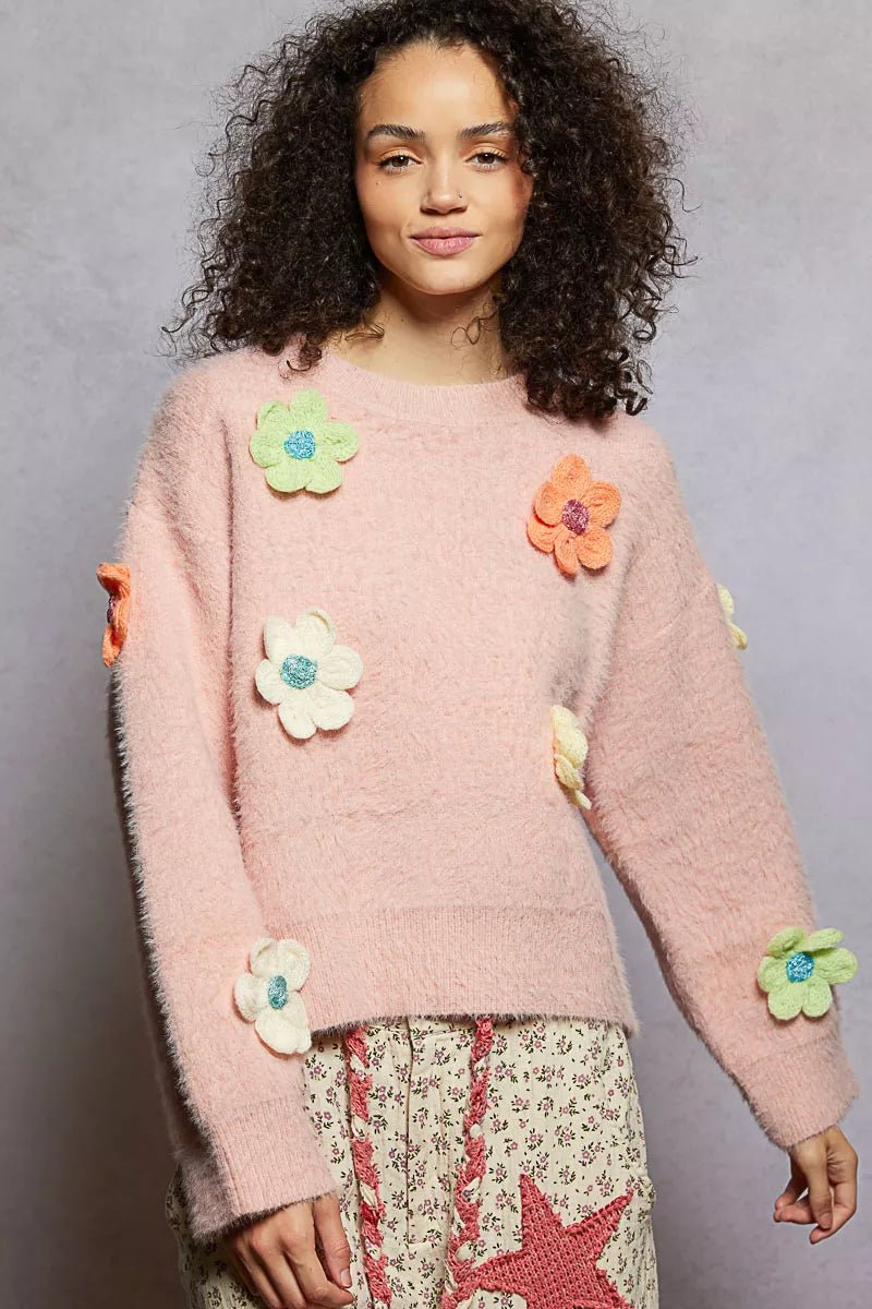 3D Flower Power Patch Sweater - KAM Family Botanics