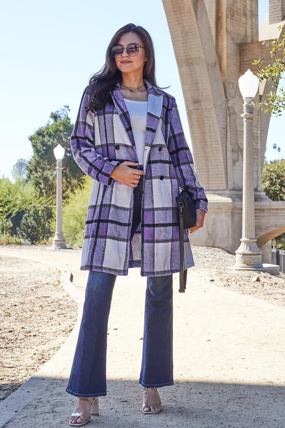 Autumn Days Plaid Button Up Lapel Collar Long Coat - KAM Family Botanics