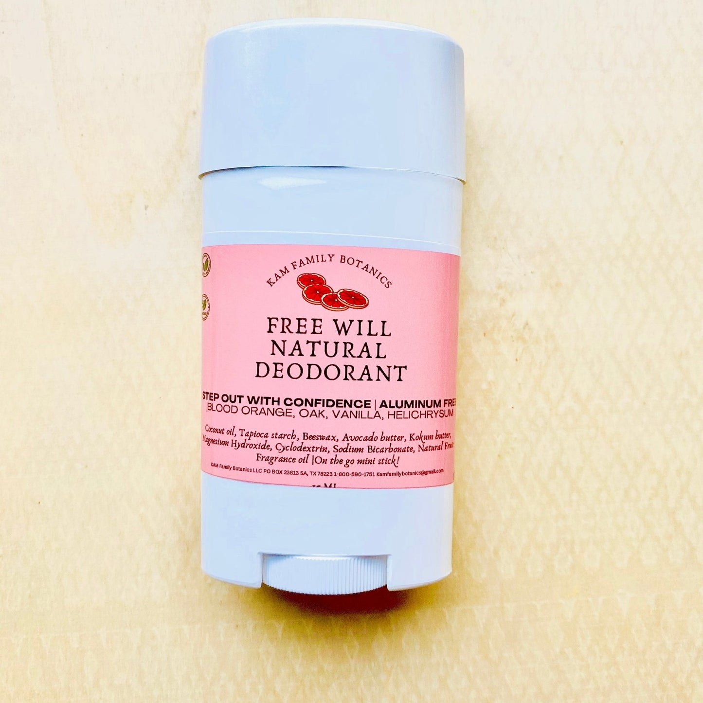 Blood Orange & Vanilla Free Will All Natural Deodorant - KAM Family Botanics By Kesha