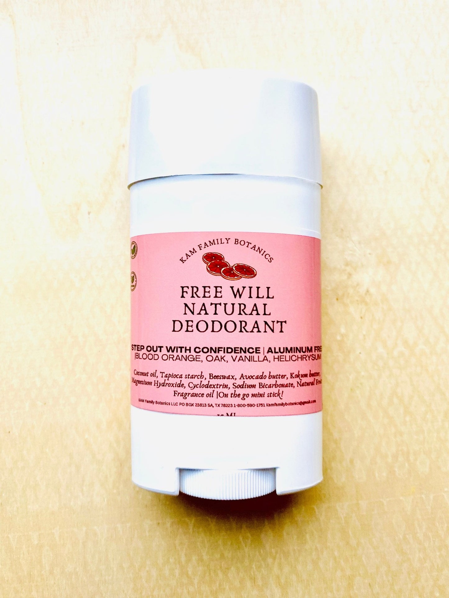 Blood Orange & Vanilla Free Will All Natural Deodorant - KAM Family Botanics By Kesha