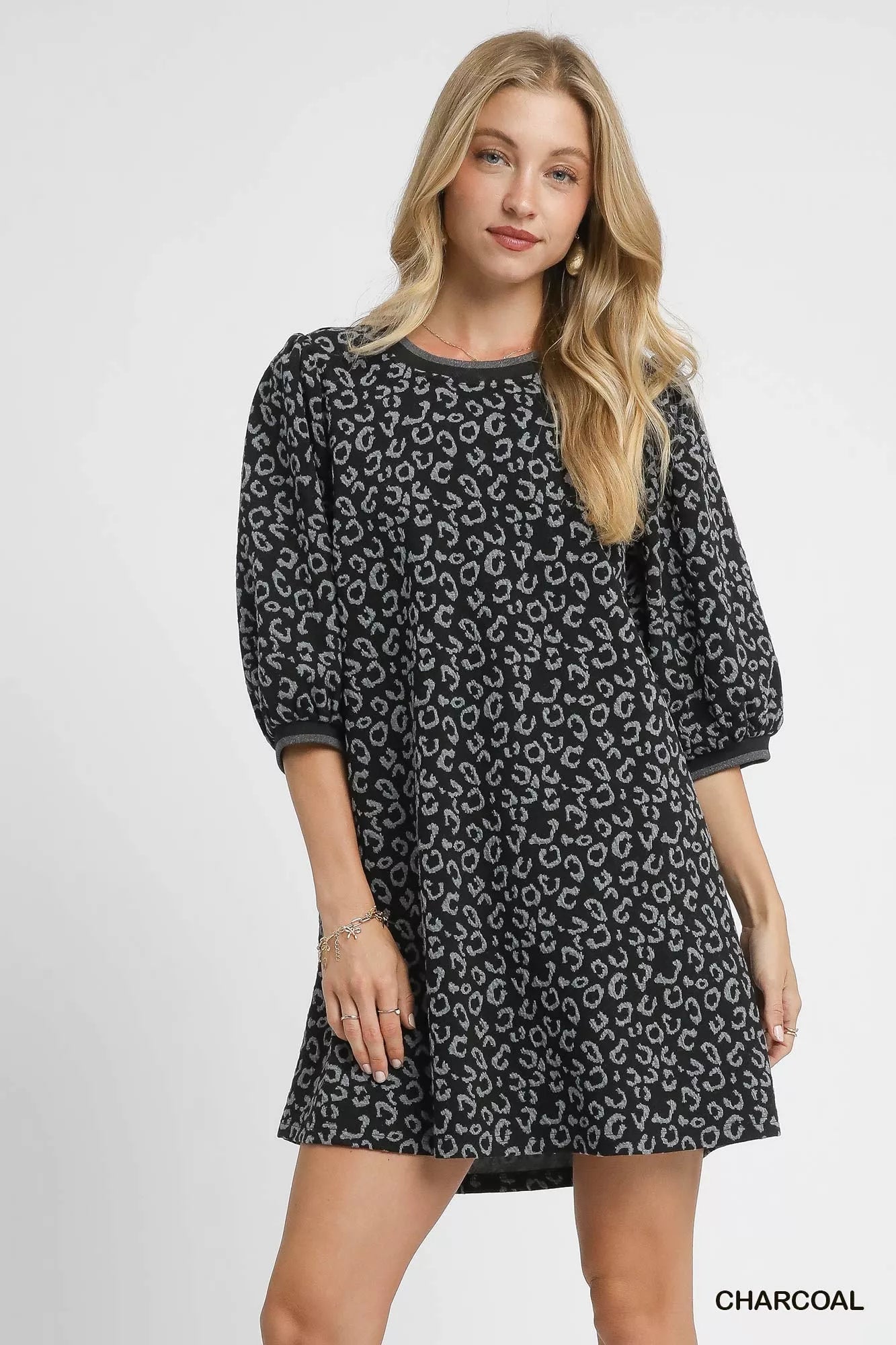 Charcoal Jacquard Mini Dress - KAM Family Botanics