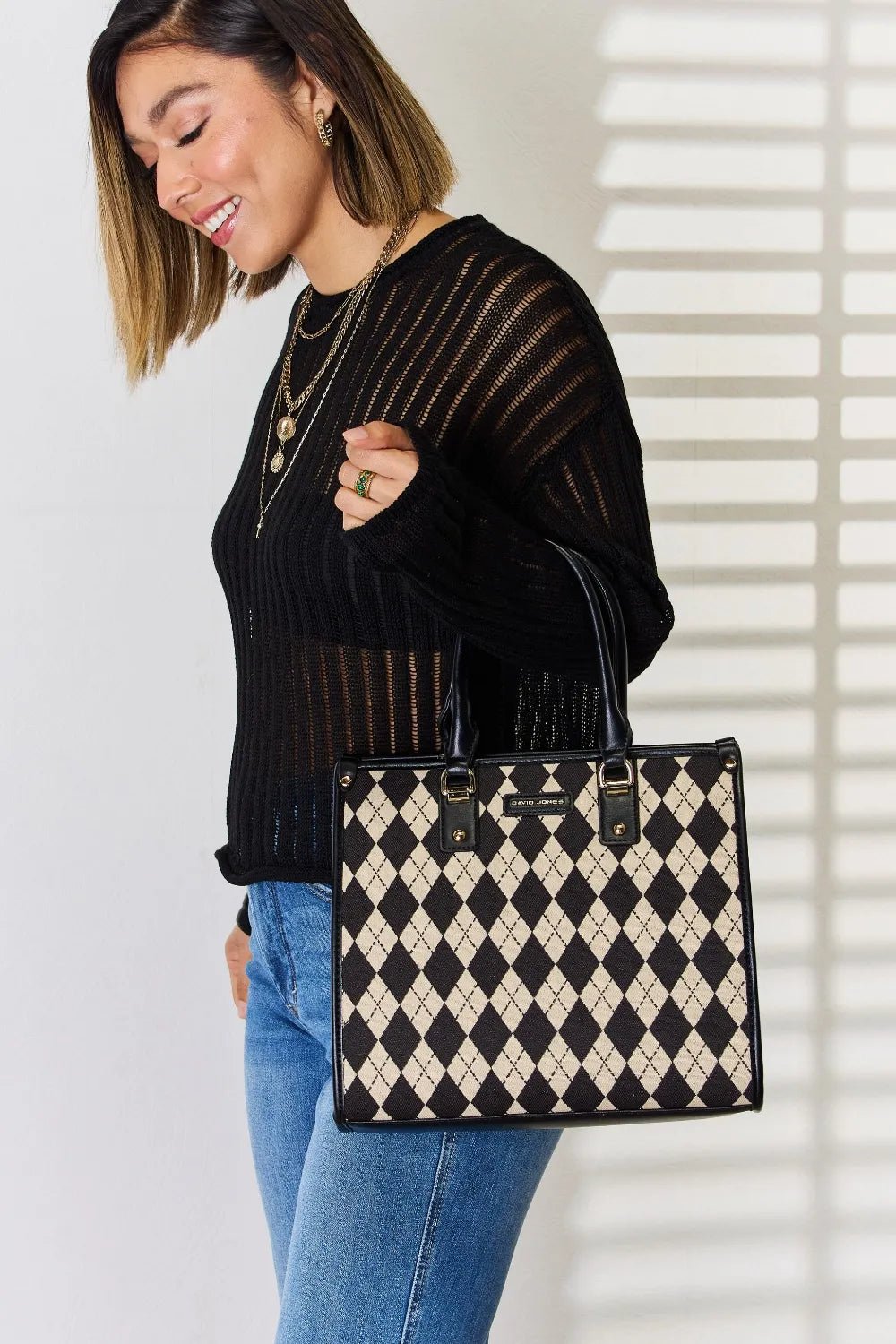 Chic Argyle Pattern Handbag - KAM Family Botanics By Kesha