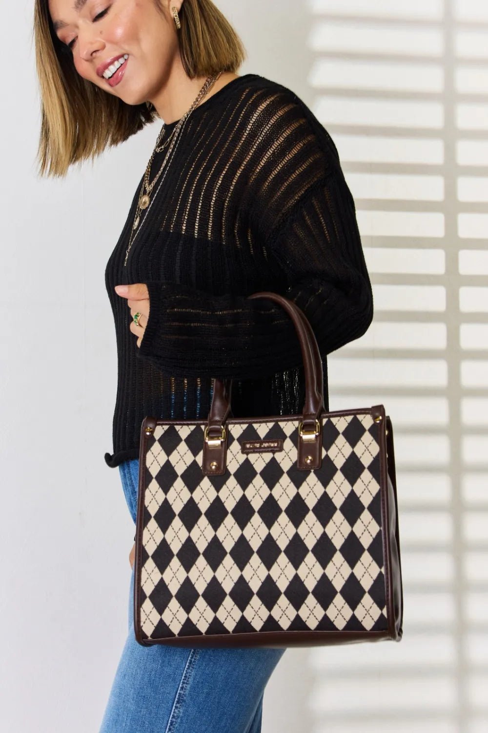 Chic Argyle Pattern Handbag - KAM Family Botanics By Kesha