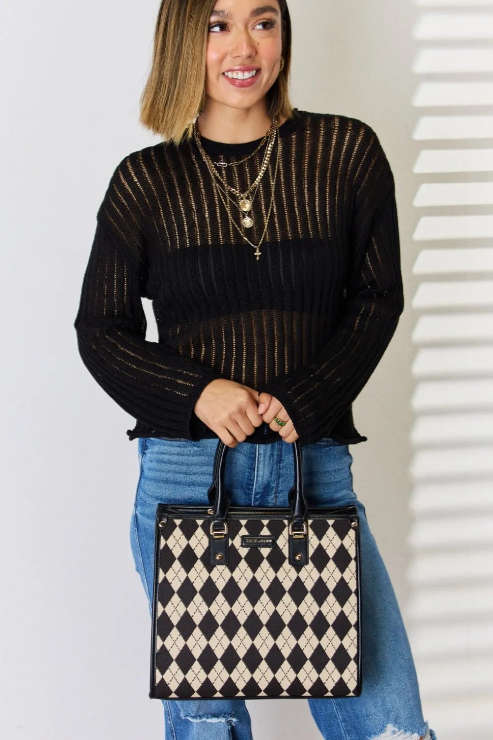 Chic Argyle Pattern Handbag - KAM Family Botanics By Kesha
