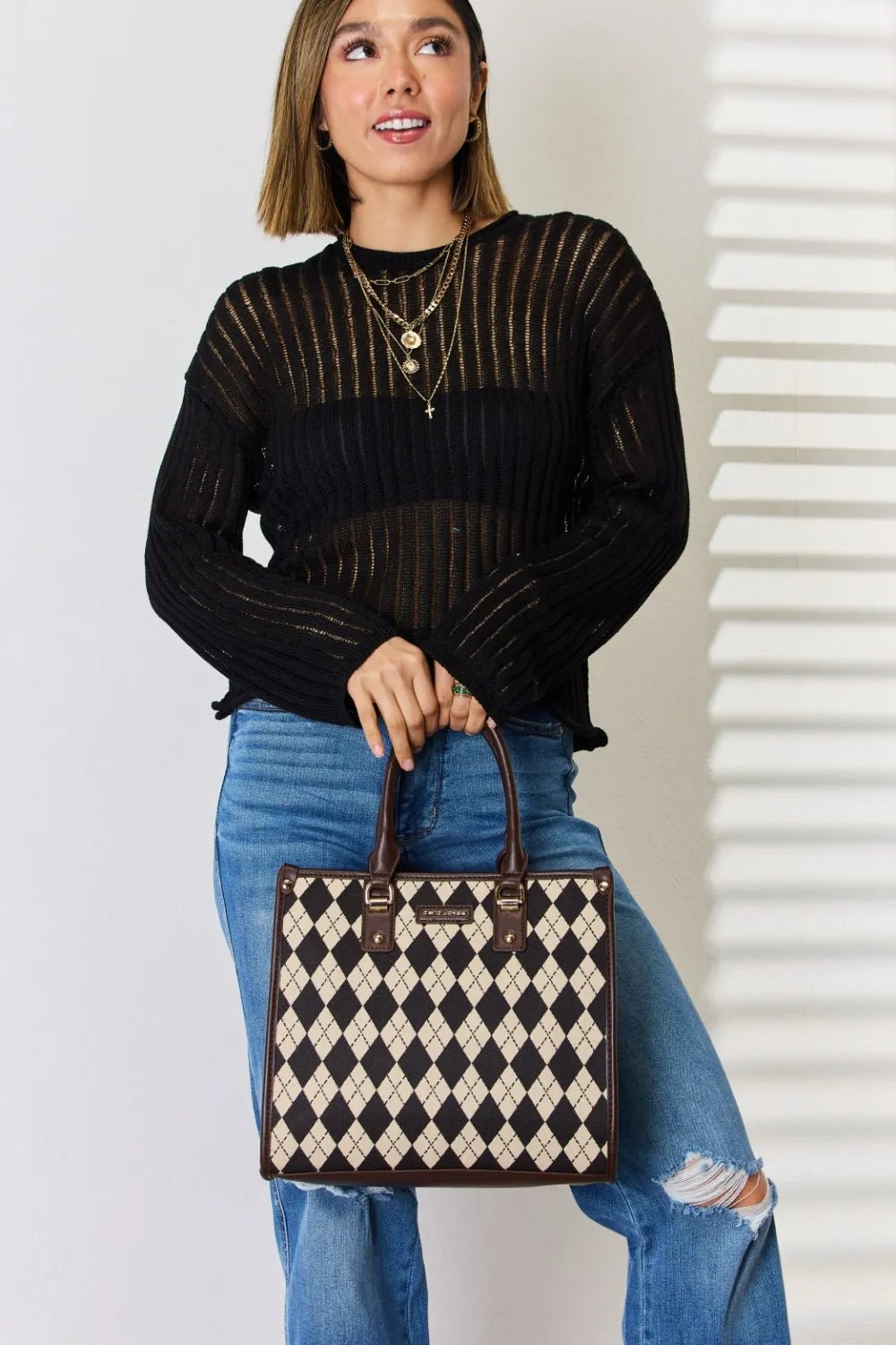 Chic Argyle Pattern Handbag - KAM Family Botanics By Kesha