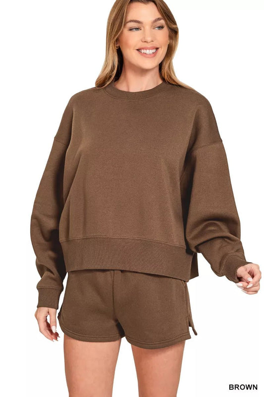 Chocolate Fleece Sweatshirt and Shorts Set - KAM Family Botanics