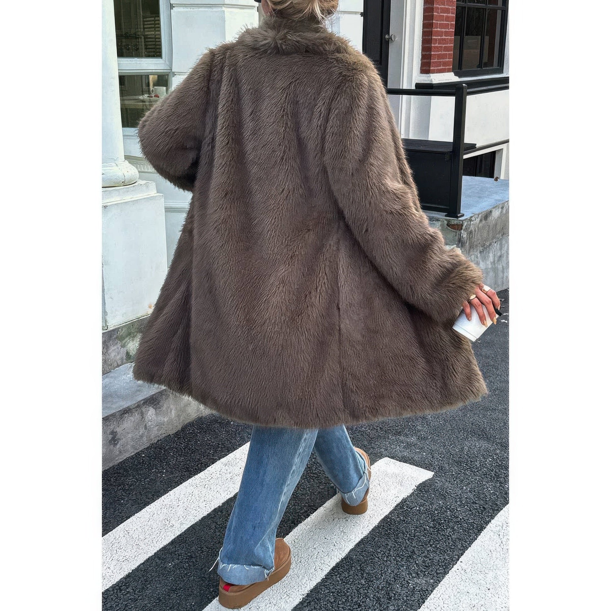 Cozy Shaggy Faux Fur Long Coat - KAM Family Botanics