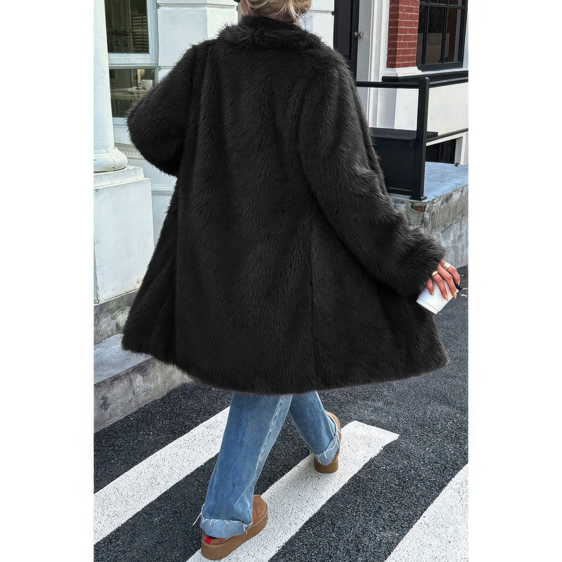 Cozy Shaggy Faux Fur Long Coat - KAM Family Botanics